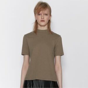 Zara Mock Turtle Neck Cotton T Shirt